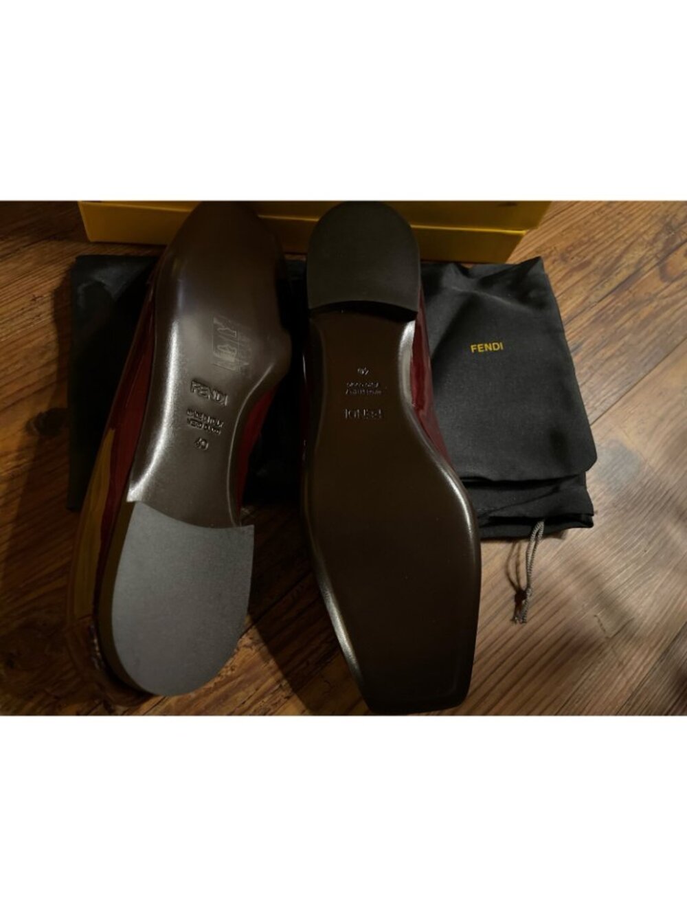 Fendi Burgundy Bow Patent Flats Shoes - Size 40 EUR (10 US) - New In Box - Picture 2 of 4